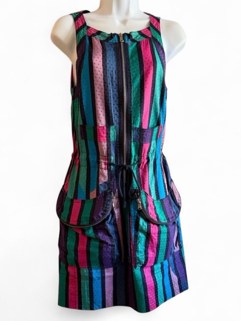 Marc by Marc Jacobs Multi-Color Striped Zip-Front  dress
